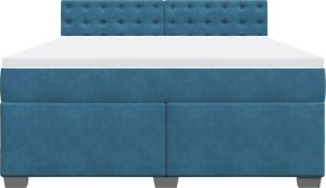 vidaXL Łóżko kontynentalne z materacem, niebieskie, 180x200cm, aksamit 6