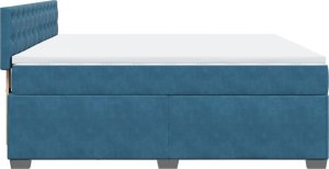 vidaXL Łóżko kontynentalne z materacem, niebieskie, 180x200cm, aksamit 7