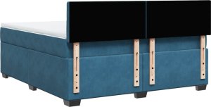 vidaXL Łóżko kontynentalne z materacem, niebieskie, 180x200cm, aksamit 8