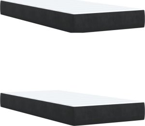 vidaXL Łóżko kontynentalne z materacem, czarne, aksamit 200x200 cm 12