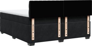 vidaXL Łóżko kontynentalne z materacem, czarne, aksamit 200x200 cm 8