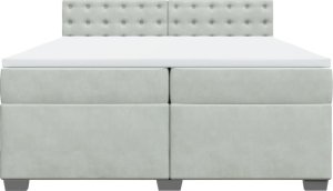 vidaXL Łóżko kontynentalne z materacem, jasnoszare, aksamit, 200x200cm 6