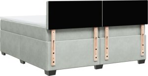 vidaXL Łóżko kontynentalne z materacem, jasnoszare, aksamit, 200x200cm 8