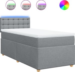 vidaXL Łóżko kontynentalne z materacem, jasnoszare, tkanina, 80x200 cm 2