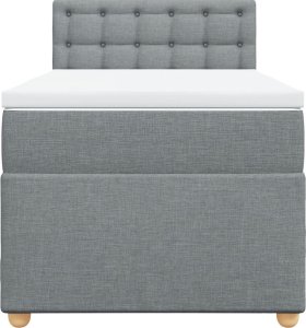 vidaXL Łóżko kontynentalne z materacem, jasnoszare, tkanina, 80x200 cm 6