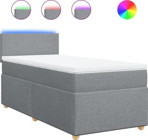 vidaXL Łóżko kontynentalne z materacem, jasnoszare, tkanina, 90x190 cm 2