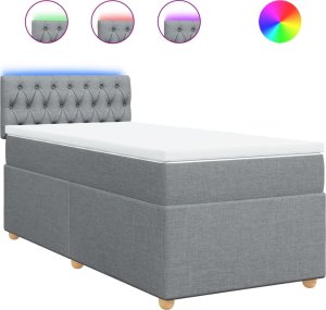 vidaXL Łóżko kontynentalne z materacem, jasnoszare, tkanina, 90x190 cm 2
