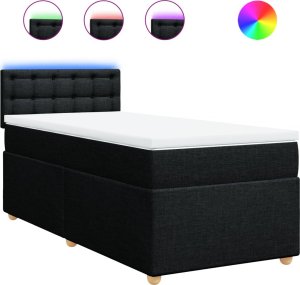 vidaXL Łóżko kontynentalne z materacem, czarne, tkanina 90x190 cm 2