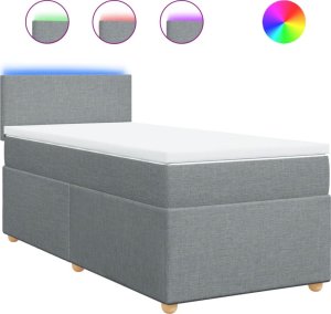 vidaXL Łóżko kontynentalne z materacem, jasnoszare, tkanina, 90x200 cm 2