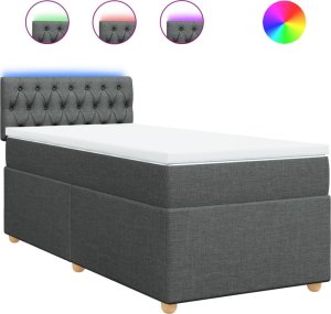 vidaXL Łóżko kontynentalne z materacem, ciemnoszara tkanina 90x200 cm 2