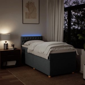 vidaXL Łóżko kontynentalne z materacem, ciemnoszara tkanina 90x200 cm 5