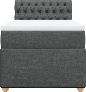 vidaXL Łóżko kontynentalne z materacem, ciemnoszara tkanina 90x200 cm 6