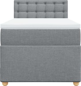 vidaXL Łóżko kontynentalne z materacem, jasnoszare, tkanina, 90x200 cm 6