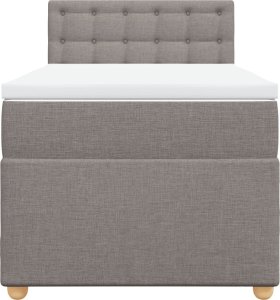 vidaXL Łóżko kontynentalne z materacem, taupe, tkanina, 90x200 cm 6