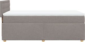 vidaXL Łóżko kontynentalne z materacem, taupe, tkanina, 90x200 cm 7