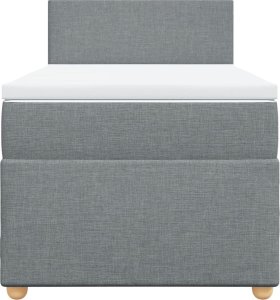 vidaXL Łóżko kontynentalne z materacem, jasnoszare, tkanina, 100x200cm 6