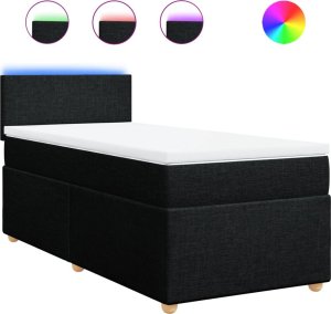 vidaXL Łóżko kontynentalne z materacem, czarne, tkanina, 100x200 cm 2