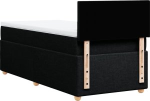 vidaXL Łóżko kontynentalne z materacem, czarne, tkanina, 100x200 cm 8