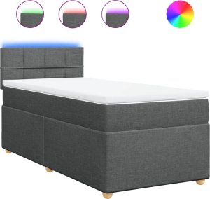 vidaXL Łóżko kontynentalne z materacem, ciemnoszara tkanina 100x200 cm 2