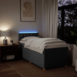 vidaXL Łóżko kontynentalne z materacem, ciemnoszara tkanina 90x200 cm 5