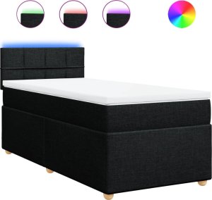 vidaXL Łóżko kontynentalne z materacem, czarne, tkanina, 90x200 cm 2