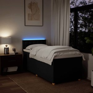 vidaXL Łóżko kontynentalne z materacem, czarne, tkanina, 90x200 cm 5