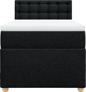 vidaXL Łóżko kontynentalne z materacem, czarne, tkanina, 90x200 cm 6