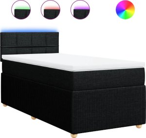 vidaXL Łóżko kontynentalne z materacem, czarne, tkanina 90x190 cm 2