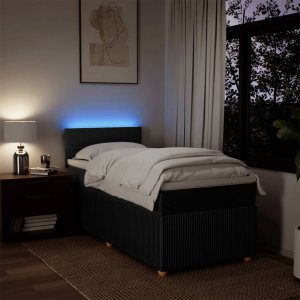 vidaXL Łóżko kontynentalne z materacem, czarne, tkanina 90x190 cm 5