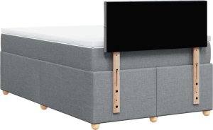 vidaXL Łóżko kontynentalne z materacem, jasnoszare, tkanina 120x200 cm 8