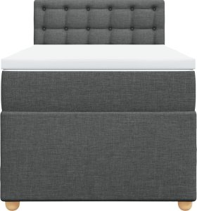 vidaXL Łóżko kontynentalne z materacem, ciemnoszara tkanina 100x200 cm 6