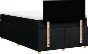 vidaXL Łóżko kontynentalne z materacem, czarne, tkanina, 120x200 cm 8