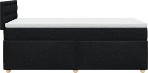 vidaXL Łóżko kontynentalne z materacem, czarne, tkanina, 100x200 cm 7
