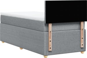 vidaXL Łóżko kontynentalne z materacem, jasnoszare, tkanina, 90x190 cm 8