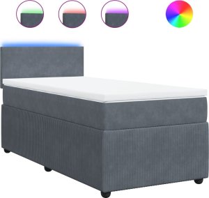 vidaXL Łóżko kontynentalne z materacem, ciemnoszary aksamit, 90x190 cm 2