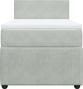 vidaXL Łóżko kontynentalne z materacem, jasnoszare, aksamit, 100x200cm 6