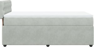 vidaXL Łóżko kontynentalne z materacem, jasnoszare, aksamit, 90x190 cm 7