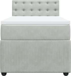 vidaXL Łóżko kontynentalne z materacem, jasnoszare, aksamit, 90x190 cm 6