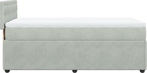 vidaXL Łóżko kontynentalne z materacem, jasnoszare, aksamit, 90x190 cm 7