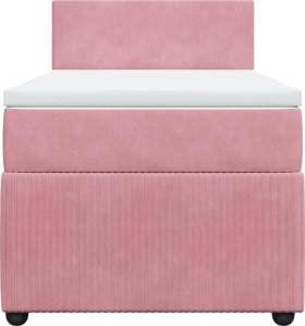 vidaXL Łóżko kontynentalne z materacem, różowe, aksamit, 100x200 cm 6