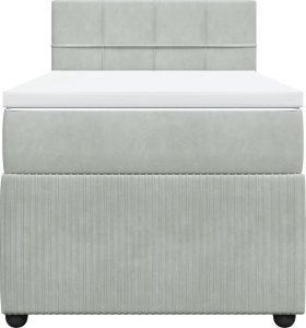 vidaXL Łóżko kontynentalne z materacem, jasnoszare, aksamit, 100x200cm 6