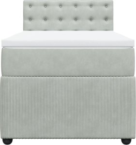 vidaXL Łóżko kontynentalne z materacem, jasnoszare, aksamit, 100x200cm 6
