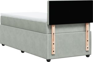vidaXL Łóżko kontynentalne z materacem, jasnoszare, aksamit, 100x200cm 8