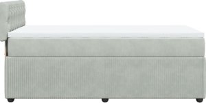 vidaXL Łóżko kontynentalne z materacem, jasnoszare, aksamit, 90x200 cm 7