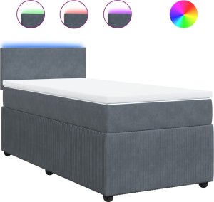 vidaXL Łóżko kontynentalne z materacem, ciemnoszary aksamit, 90x200 cm 2