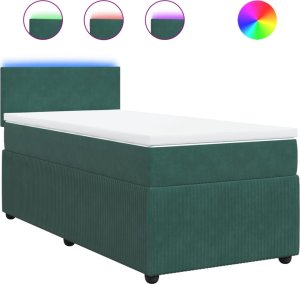 vidaXL Łóżko kontynentalne z materacem, zielone, aksamit, 100x200 cm 2