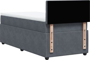 vidaXL Łóżko kontynentalne z materacem, ciemnoszary aksamit, 100x200cm 8