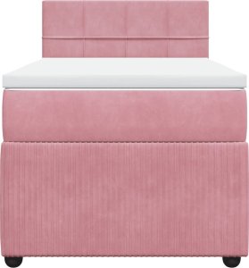 vidaXL Łóżko kontynentalne z materacem, różowe, aksamit, 100x200 cm 6