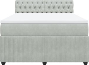 vidaXL Łóżko kontynentalne z materacem, jasnoszare, aksamit, 140x190cm 6