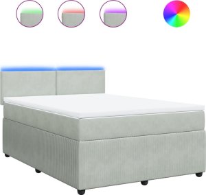 vidaXL Łóżko kontynentalne z materacem, jasnoszare, aksamit, 140x190cm 2